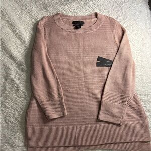 TAHARI 100% Linen Pink Knit Crew Neck Pullover Sweater Size XL New